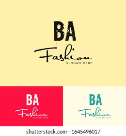 BA initial typography typeface typeset logotype alphabet image vector icon