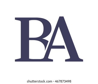 BA initial typography typeface typeset logotype alphabet image vector icon