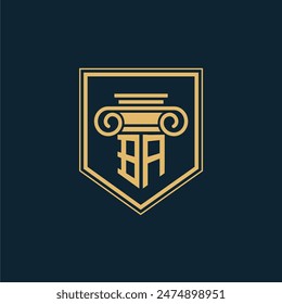 BA Initials Law Firm Logo Lawyer logo with creative law element