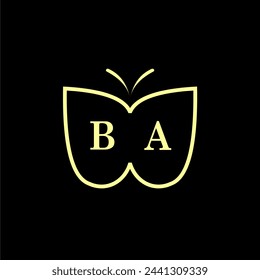 BA Initials Luxury Butterfly logo Vector illustration