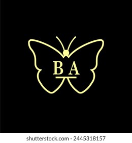 BA Initials Luxury Butterfly logo Vector illustration