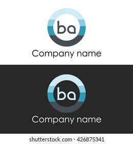 BA letter a circle shape icon logo white blue
