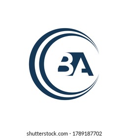 BA Letter Logo Design Creative Icon Modern Letters Vector Logo