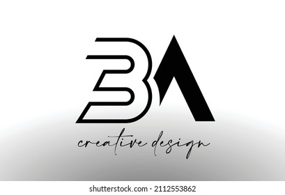 BA Letter Logo Design with Elegant Minimalist Look.BA Icon vector with creative design modern look in black and white vector Illustration.
