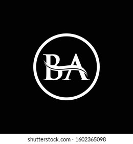 BA Letter Logo Design Vector With Black And White Color. BA Logo Design