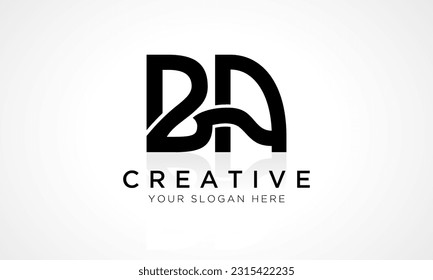 BA Letter Logo Design Vector Template. Alphabet Initial Letter BA Logo Design With Glossy Reflection Business Illustration.