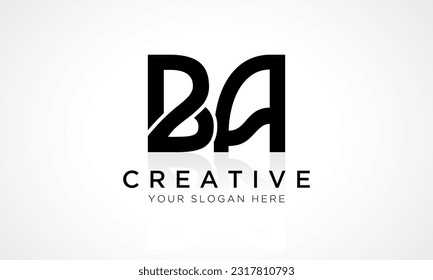 BA Letter Logo Design Vector Template. Alphabet Initial Letter BA Logo Design With Glossy Reflection Business Illustration.