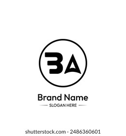 BA Letter Logo Design. white Background.