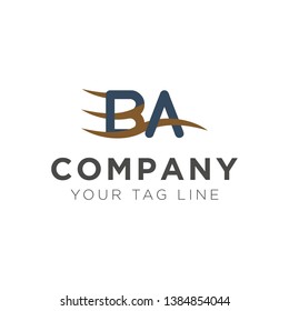 BA letter logo template with 3 wave elements