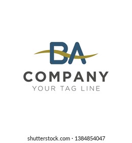 BA letter logo template with wave elements
