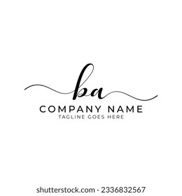 BA or ba letter mark abstract calligraphy vector logo design