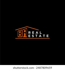 BA letter roof shape logo for real estate with house icon design