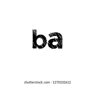 BA Letter Scratch Hand Drawn Chalk Effect Monogram Logotype