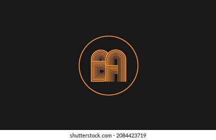 BA Lines Warp Logo Design. Letter Icon Made with Circular Outline.
