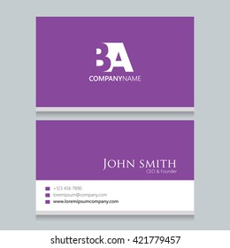 BA Logo | Business Card | Vector Graphic Branding Letter Element | White Background Abstract Design Colorful Object 