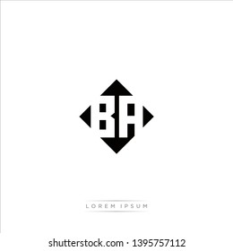 BA Logo Capital Modern of Negative Space Square Designs Template with White Background