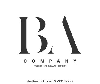 Design do logotipo BA. A letra inicial b e um estilo de fonte serifa. Tipografia clássica do nome da empresa. Logotipo ou identidade da moda. Ilustração vetorial.