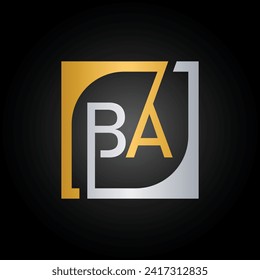 BA Logo Design Template Vector With Square Background.