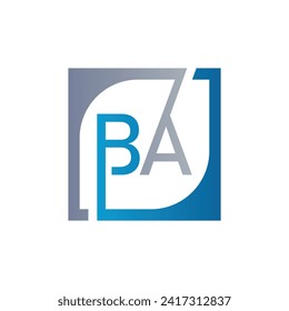 BA Logo Design Template Vector With Square Background.