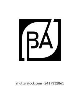 BA Logo Design Template Vector With Square Background.