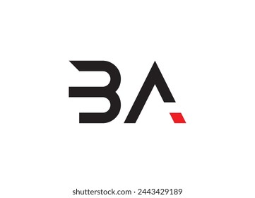 BA Logo. Letter Design Vector with Red and Black Colors.