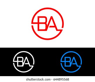 Ba Logo. Letter Design Vector with Red and Black Gold Silver Colors

