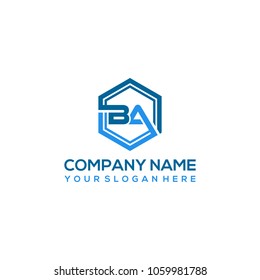 BA logo letter initial, Abstract polygonal Background Logo,