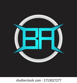 BA Logo monogram with circle and four taper shape design template