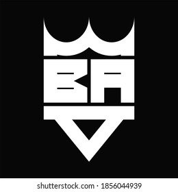 BA Logo monogram with crown shape isolated on Black background