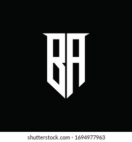 BA logo monogram with emblem shield style design template