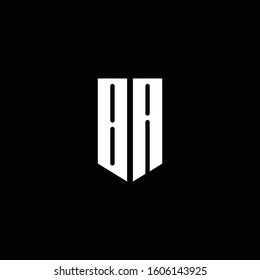 BA logo monogram with emblem style isolated on black background