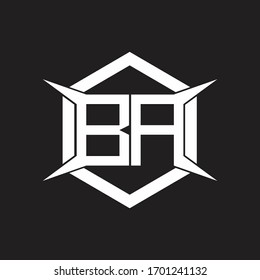 Monograma BA con modelo hexagonal y de cuatro ejes