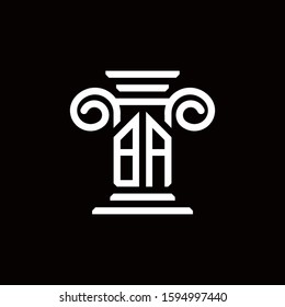 BA logo monogram with pillar style design template