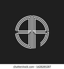 BA Logo monogram triple ribbon style line design template isolated on black background