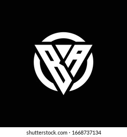 BA logo with triangle shape and circle rounded design template isolated on black background