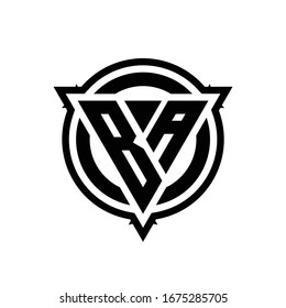 BA logo with triangle shape and circle with outline rounded design template isolated on white background