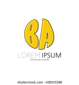 BA Logo. Vector Graphic Sphere Branding Letter Element. White Background
