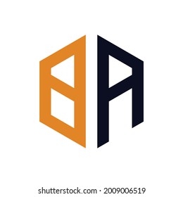 Ilustración vectorial del logotipo BA. Letra BA logotipo hexagonal aislado en fondo blanco