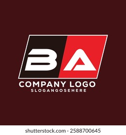 BA Modern Business Logo Design in Red and Black, BA Professional Company Branding Logo for Marketing and Identity, Creative BA Letter Corporate Logo with Bold Design