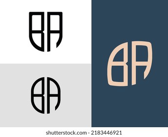 BA modern initial letter logo design vector bundle. It will be suitable for which company or brand name start those initial.