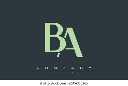 BA Modern Initials Logo Design. Branding logo with stylized initials showcasing bold design and modern aesthetic. Ideal for professional business branding or creative projects focusing on minimalistic