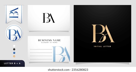 BA monogram letter company logo element template alphabet set business card for advertisement material, collage print, ads campaign marketing, screen printing, letterpress golden foil greetings cards