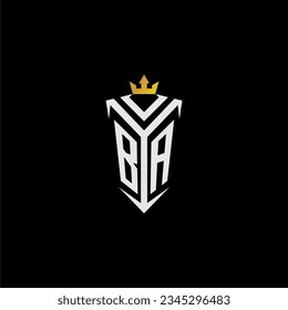 BA monogram logo initial for shield  crown style design