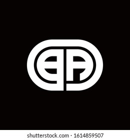 BA monogram logo with an oval style on a black background	