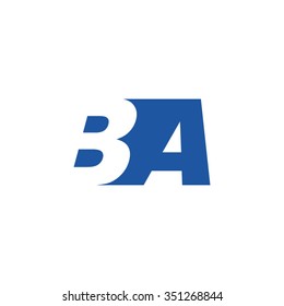 BA negative space letter logo blue