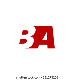 BA negative space letter logo red