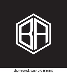 BA poligon letter icon design on BLACK background.Creative letter BA - B A ogo design.
BA initials Poligon Logo design.