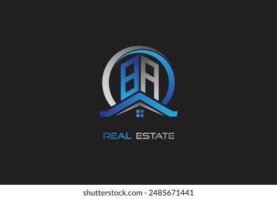 BA real estate letters logo design for construction or house. BA real estate letters logo Vector design