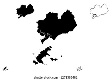 Ba Ria-Vung Tau Province (Socialist Republic of Vietnam, Subdivisions of Vietnam) map vector illustration, scribble sketch Ba Ria-Vung Tau map