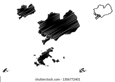 Ba Ria-Vung Tau Province (Socialist Republic of Vietnam, Subdivisions of Vietnam) map vector illustration, scribble sketch Ba Ria-Vung Tau map